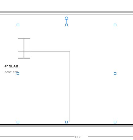 A cropped plan detail placed as an image on the sample sheet, with sizing handles at its corners and a rotation grip above it.
