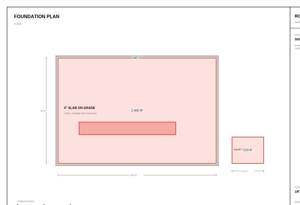 The sample foundation plan with the takeoff legend showing on the sheet.