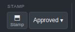 The Stamp group in the toolbar with a stamp button and a menu currently reading Approved.
